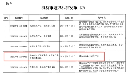 《DB 3707/T 116-2024 凡納濱對蝦地下咸水、鹽水工廠化養殖技術規范》發布 推動技術推廣的關鍵一步